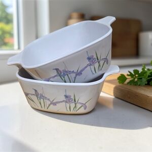Corningware White and Purple Floral Baking Dish Set